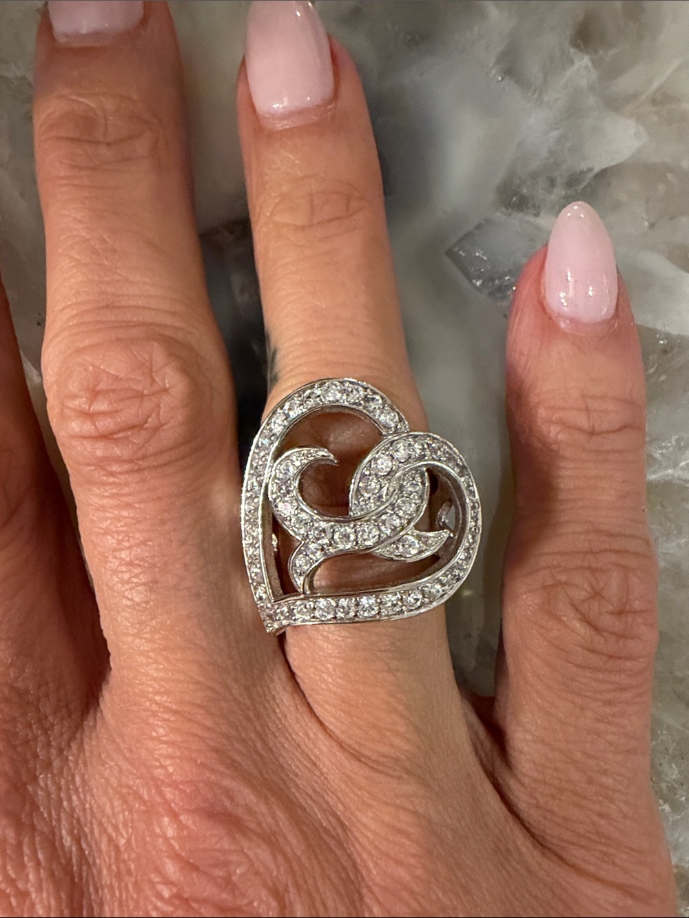 925 silver heart zirconia ring